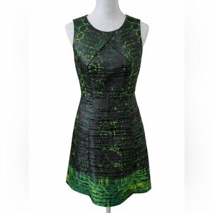 Kenneth Cole New York Green & Black Fit Flare Dress Small